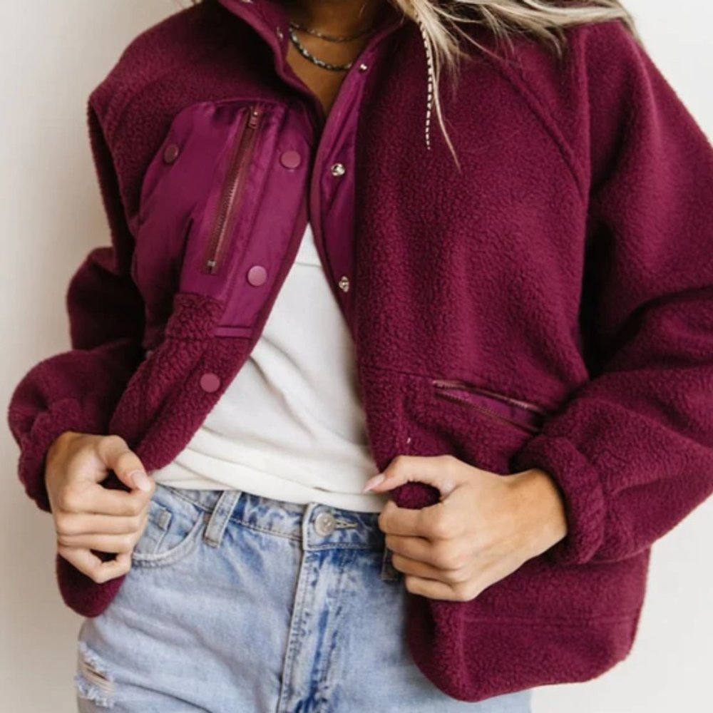 AMPERSAND AVENUE Oversized Fleece Jacket - Plum